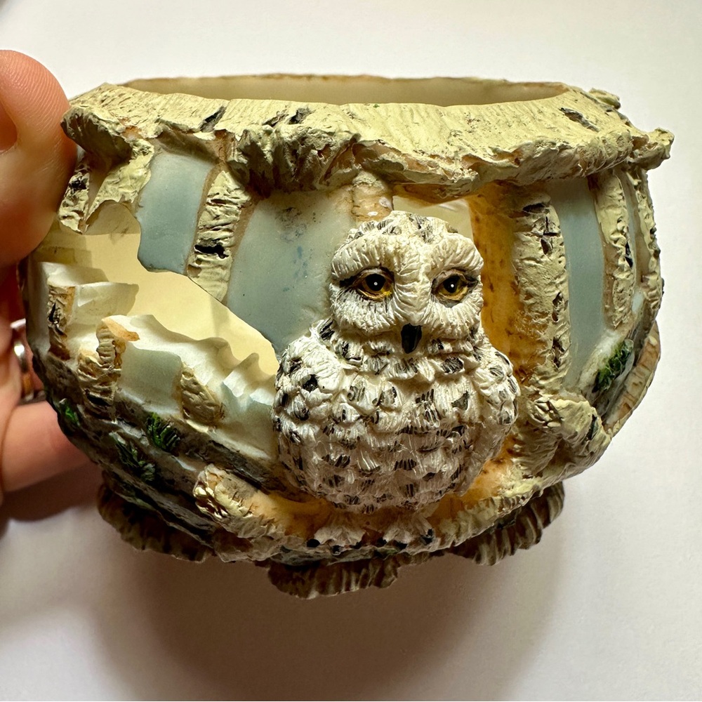 Vintage Snow Owl Votive Candle Holder